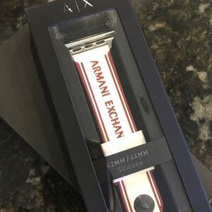 Armani Exchange Red & White Logo Silicone Band For Apple Watch 42mm-44mm